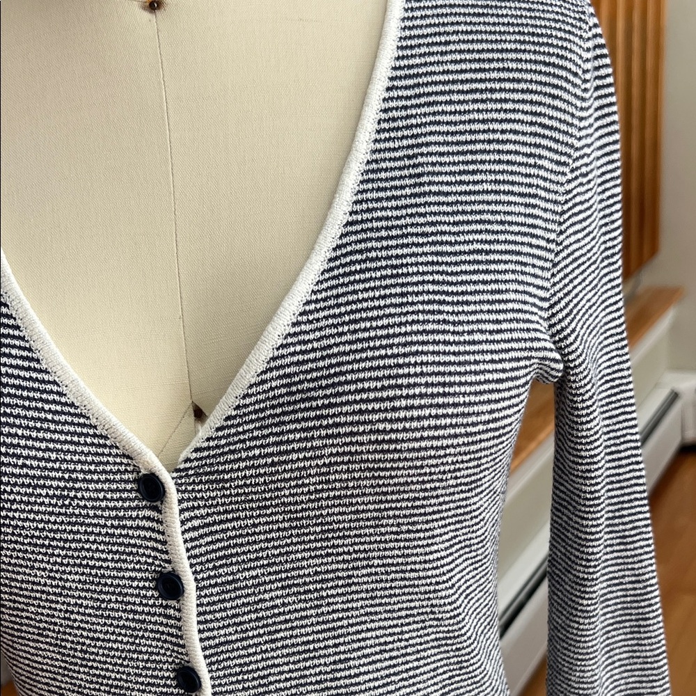 Zara Navy Ribbed Knit Button-Front Dress - Picture 3 of 5